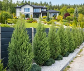 Fast-growing evergreen conifer, perfect for privacy screens and natural fences. Hardy and adaptable, with rich dark-green foliage. 07.leyland cypress (1)